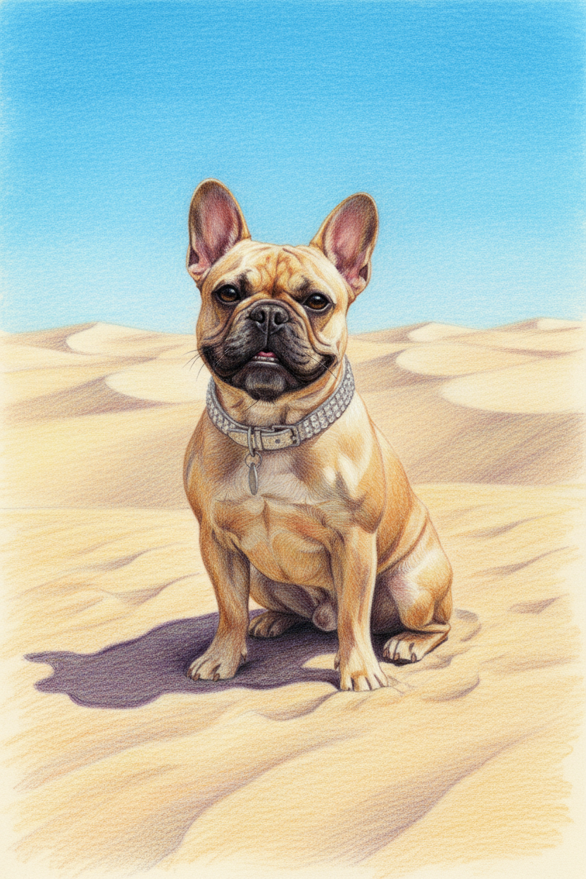 The same pet hand-composed into a vintage-style Wanderpaw travel portrait